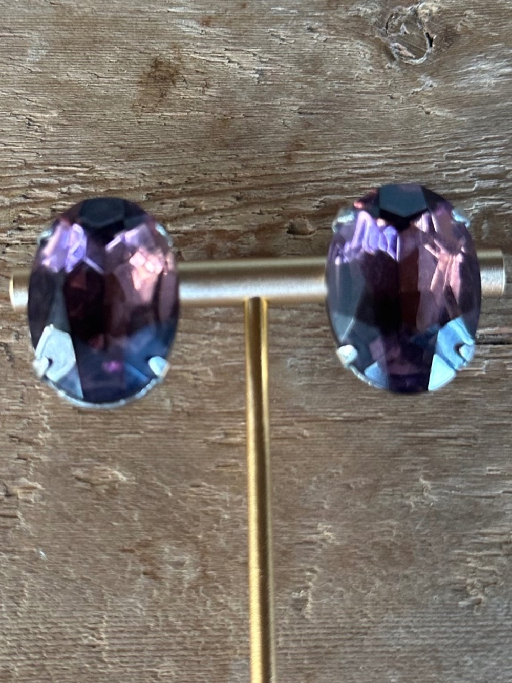 TOVA - Amethyst Purple Oval Earrings - Statement Chic
